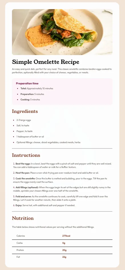 Screenshot of the Recipe Page challenge
