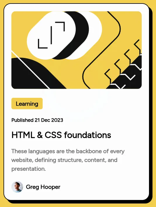 Screenshot of the Blog Preview Card challenge