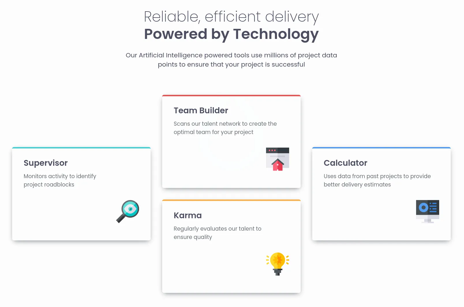 Screenshot of the Four Card Feature Section challenge