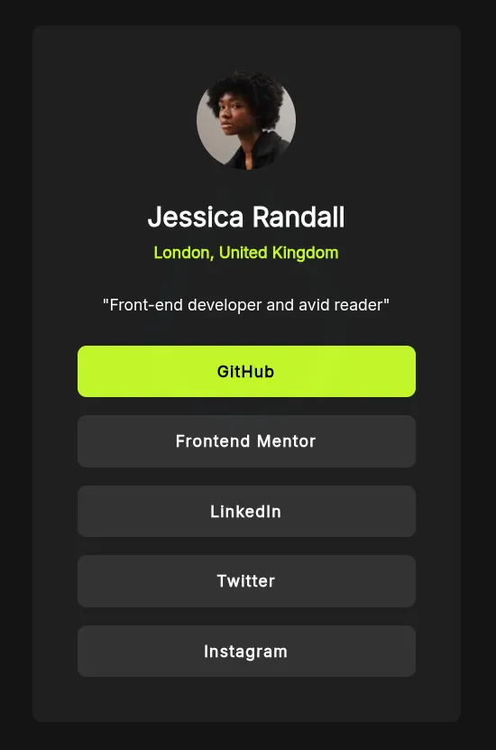 Screenshot of the Social Links Profile challenge